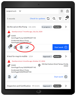 IBM MAS Mobile Applications Dashboard record meter readings
