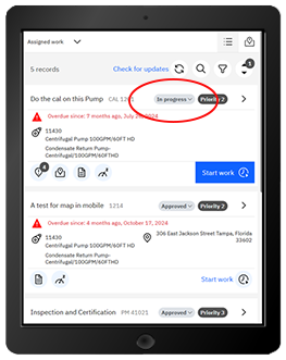 IBM MAS Mobile Applications Dashboard change the status of a work order