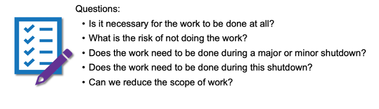 Risk Based Work Selection questions
